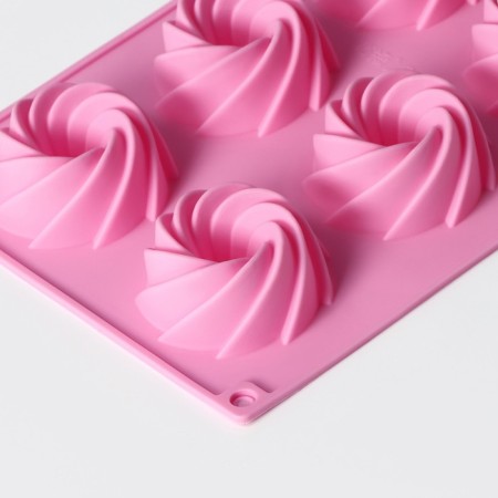The form for baking the share "German cupcake. Whirlwind ", silicone, 28.5 × 17 cm, 8 cells, pink color-2
