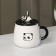 Ceramic mug with a lid and spoon "Panda", 450 ml, white and black color