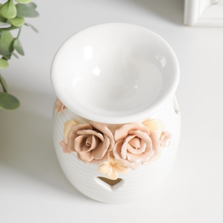 Aroma lamp ceramics "Rose and forget -me -nots with a heart" mix 7.5x7.5x9.5 cm-5