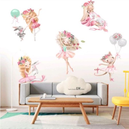 Stick plastic interior color "Baby-ballerina with animals" 30x90 cm