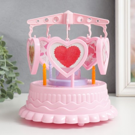 Music souvenir + photo frame "Carousel hearts" Pink 17.5x17.5x20 cm