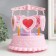 Music souvenir + photo frame "Carousel hearts" Pink 17.5x17.5x20 cm