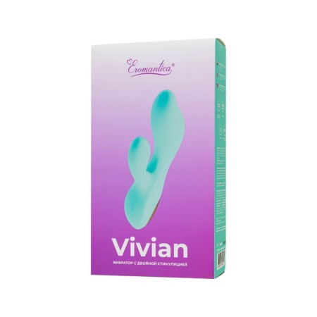 Vibrator with double stimulation Eromantica Vivian, 20 cm, silicone, mint color-10