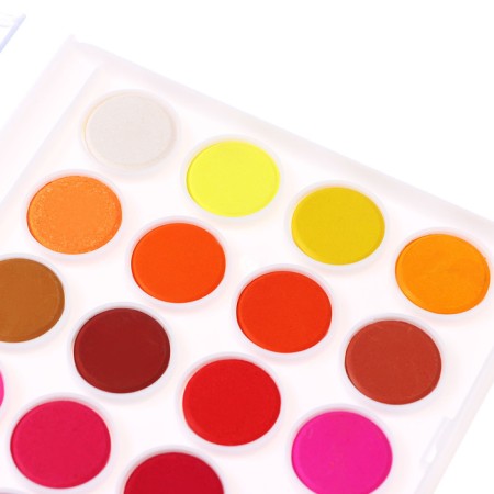Watercolor paints 36 colors, round, dialing dials 23 mm, with a brush, plastic pencil case, calligrata top-4