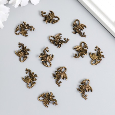 Decor for creativity Metal "Dragon" Bronze set 12 pcs 2.1x1.5 cm-1