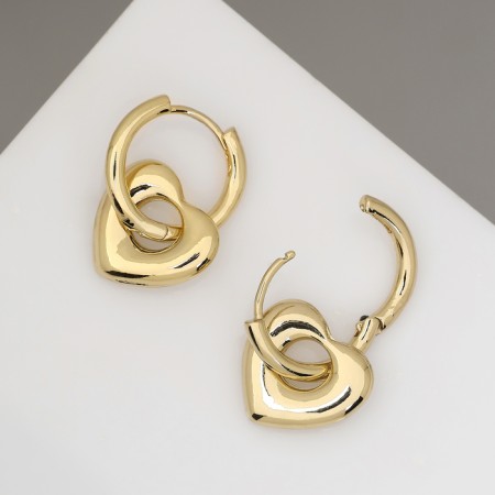 Earrings Metal "Heart" rhythm, color gold-2