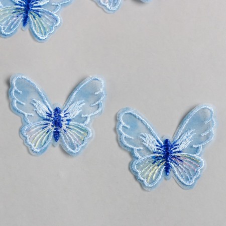 Decor for creativity textile embroidery "Blue butterfly" 4.7x5.5 cm