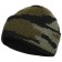 Knitted hat, three -core, with lapel, wool/acrylic fabric, green KMF color, dimensionless