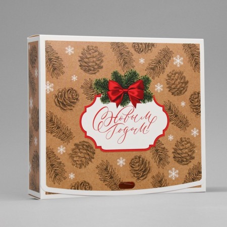 Gift box "Happy New Year", craft, 20 x 18 x 5 cm, without tape, new year-2