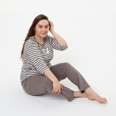 Female set (longshit, trousers), brown color, size 48-8