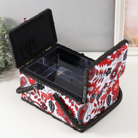 Casket for needlework "Folk Flower pattern" 19x26x14.5 cm-3