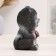 Piggy bank "Cat with flower" black, 18 cm