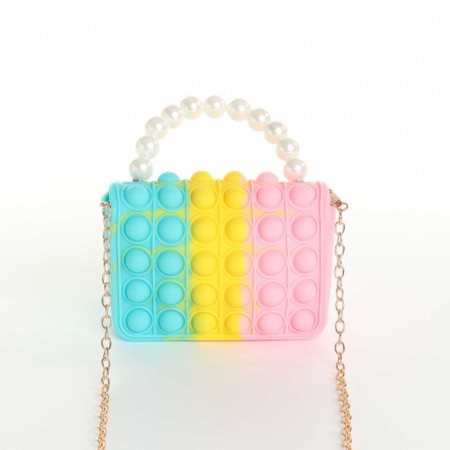 Baby bag on the castle, pink/yellow/turquoise color-1