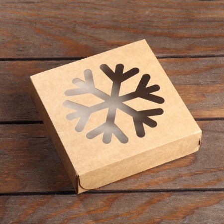 Folding box "Snowflake", craft, 15 x 15 x 4 cm-1