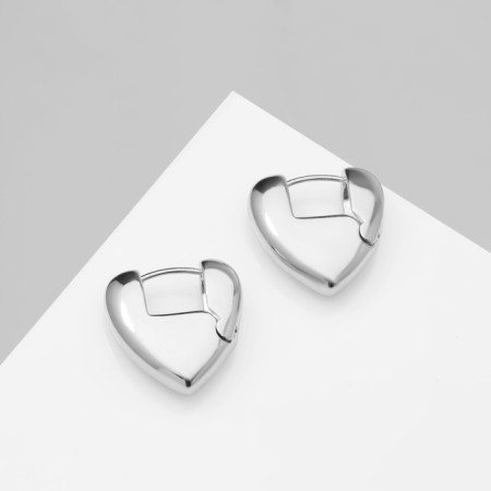 Earrings Metal "Accord" Heart, Tact, Color Silver