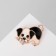 Brooch "puppy", black and white color in pink gold