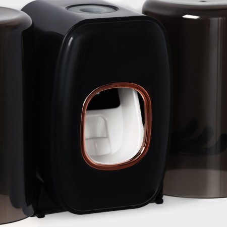 Holder for toothbrushes with a toothpaste, a glass of 2 pcs, 20 × 10.2 × 6.2 cm, black color-2