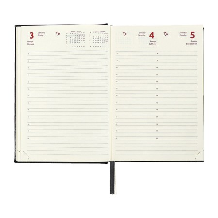 Dated diary 2024 A5 176 sheets, Devente.symbol, hard -skinned artificial leather, embossing foil, lies, cream block 70 g/m2, black-12