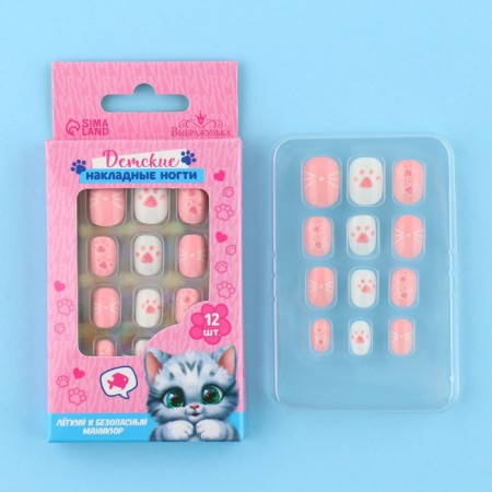 Children's false nails "Cute kitten", 12 pcs-1