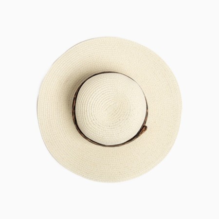Women's hat with a leopard strap minku Milk color, river 58-3