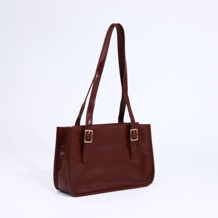 Bag Women's Tout with zipper, burgundy color-2