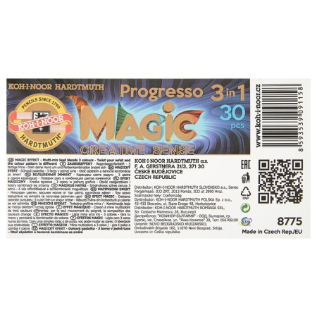 Pencil with multicolored segments, Koh-I-Noor 8775 Progresso Magic, whole-graphite-3