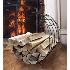 Basket for firewood, 40 × 26.5 × 41.5 cm, metal, black