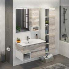 Зеркало шкаф Comforty Турин 90 для ванной комнаты, цвет дуб бежевый