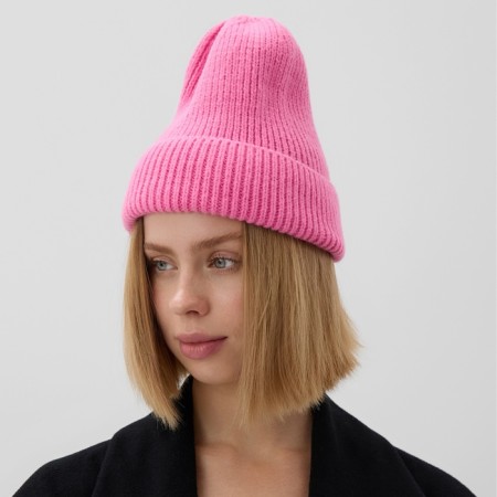 Women's hat minku with lapel, size 54-56, pink color