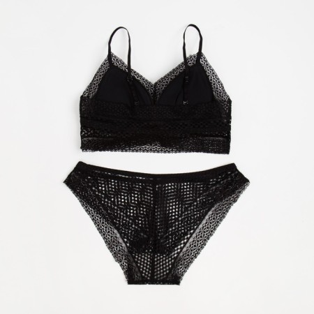 Lower linen women: top and panties, black color, size 42-44-2