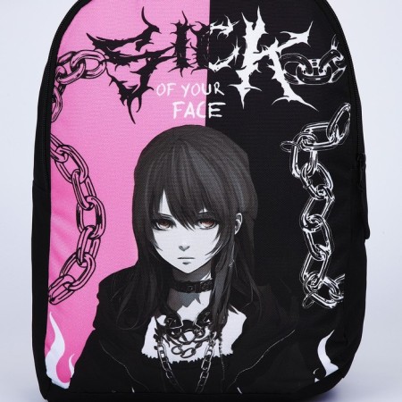 School textile ryukzak "anime", 38x14x27 cm, black color, pink-3