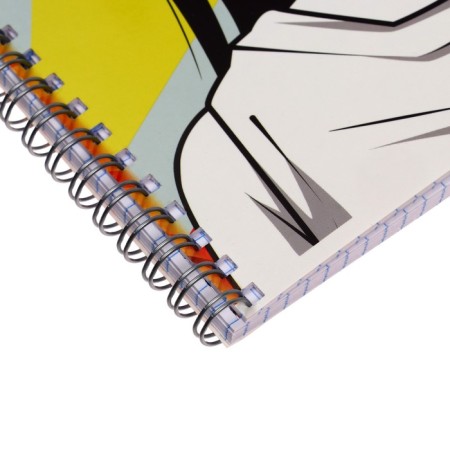 A notebook of 60 sheets in a cage on an anime crest, cover coated cardboard, UV varnish, OFSET block, mix-2