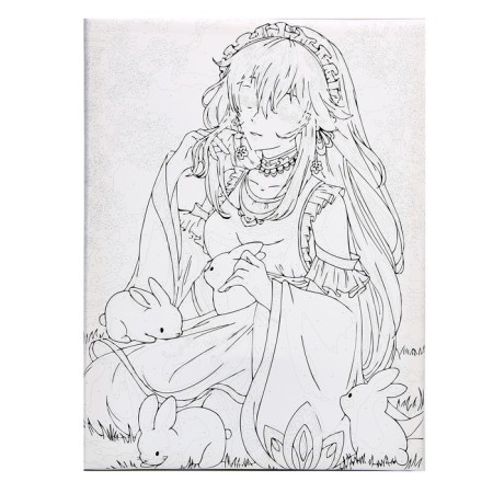 Picture on numbers on canvas with a subframe "Girl with rabbits", 40 x 50 cm-1
