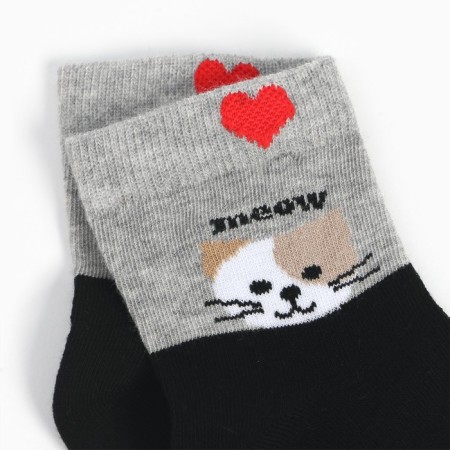 Women's socks, black color/cat, size 35-37-2