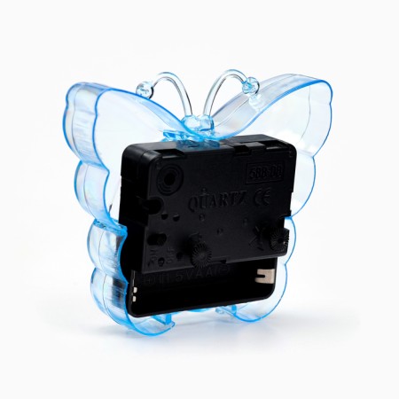 Clock - a boiler room "butterfly", discrete move, dial 5.5 cm, 9 x 8 cm, blue