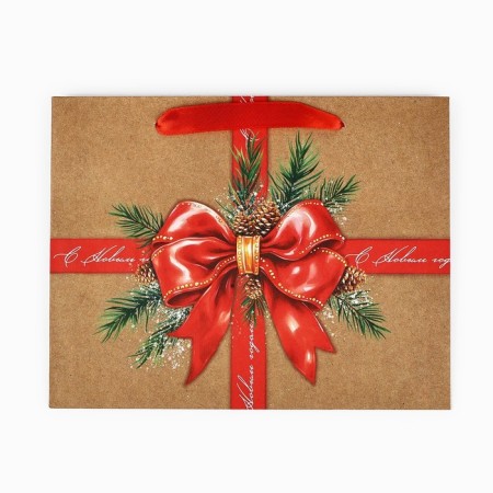 Package Gift New Year's craft vertical “Happy New Year”, bow, MS 18 x 23 x 10 cm, New Year-3