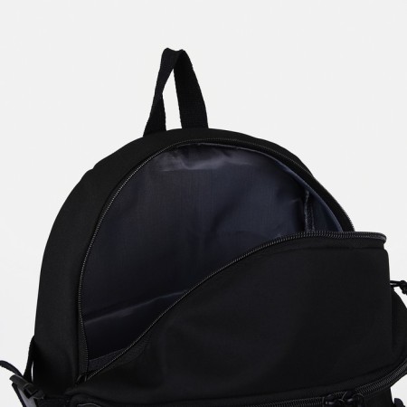 Young backpack from textiles on lightning, 3 pockets, black color-5