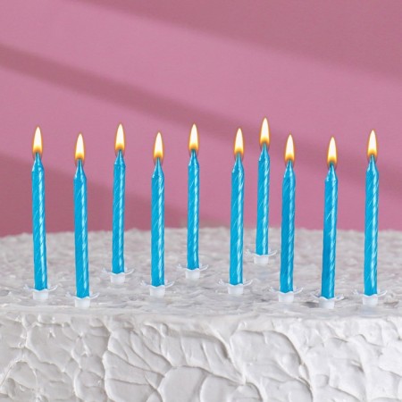 Candles in the cake "Spiral", 6 cm, blue, set 10 pcs-5