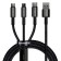 Cable 3B1 Baseus, Tungsten Gold One-For-Three, Microusb+Type-C+Lightning, 3.5a, 1.5 m, Black