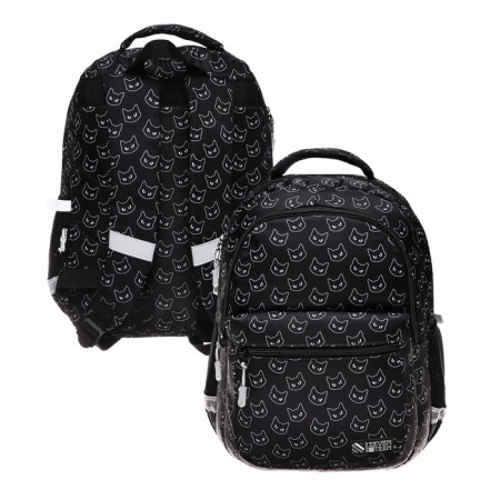 School backpack, with an ergonomic back, 39x27x16, Seventeen, universal, black