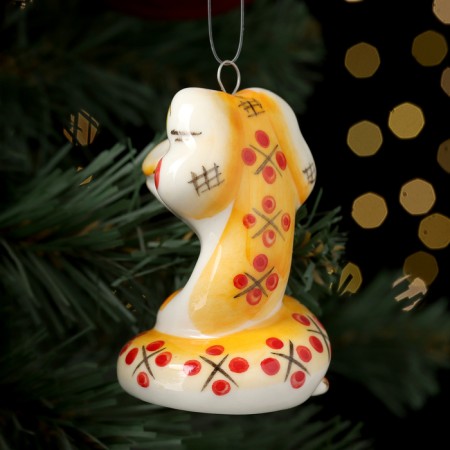 Christmas tree toy "Snake Red Smile", 7 cm, porcelain-2