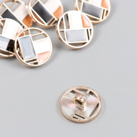 Button plastic for creativity "Geometry in the Circle" 2.3x2.3x1 cm-1