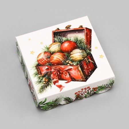 Cookie box, confectionery packaging, "gifts with gifts", 9 x 9 x 3 cm, new year-2
