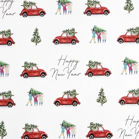 Paper packing glossy bilateral "New Year's machines", 70 x 100 cm, New Year-2