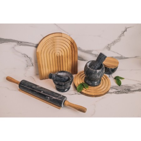 Magistro marble rolling pin, with a stand, 45 × 5 cm, black color-8