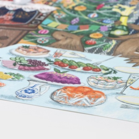 Napkin Serving kitchen shade "Capybara - New Year's dinner", desktop, 26 × 41 cm-2