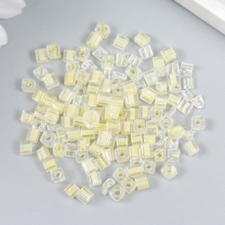 Glass beads 6/0 "cube. Translucent. Yellow" 10 g-1