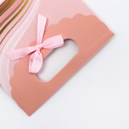 Gift box-package, packaging with a cut handle, "pink grace", 12 x 6 x 16 cm-2
