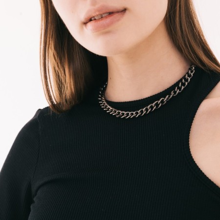 The necklace "volumetric chain" is small, the color is gray, 50 cm-3