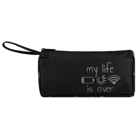 Penal soft, 1 department, 95 x 200 x 50 mm, voluminous, Phoenix "Tags", with a pen, black 65715-1